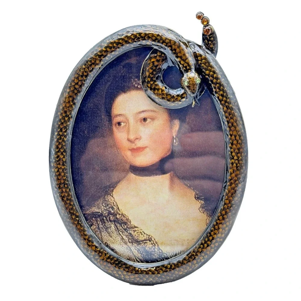 Picture Frame‎ Vintage Snake Oval Mother's Day Gift Gothic Unusual Jeweled Decor